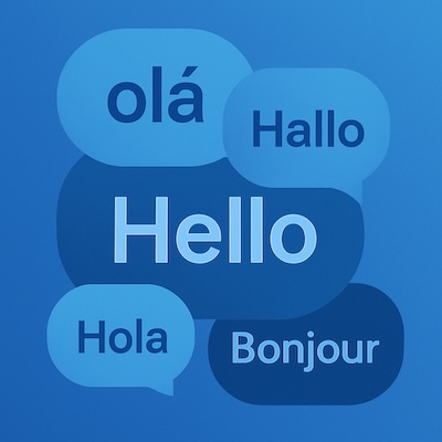 Hello in multiple languages, international experience illustration